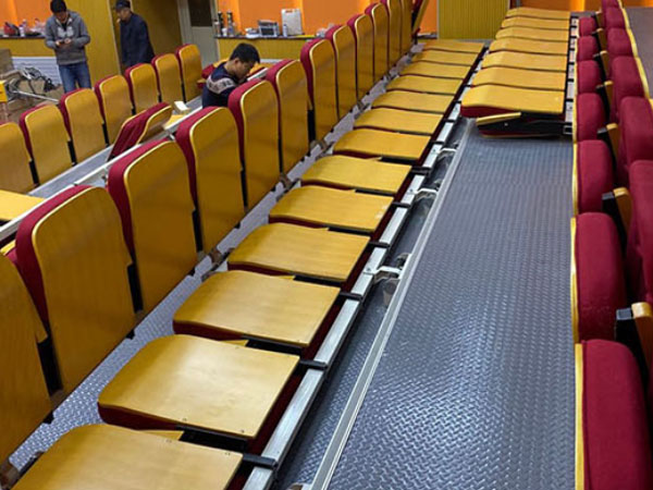 Rear-facing retractable bleacher seats